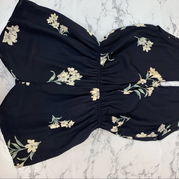 ❌Audrey 3+1 Floral Print Romper Navy Blue Size S - Picture 7 of 8